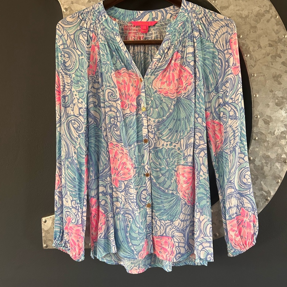Lilly Pulitzer Blue Haven Raising Shell Top - XS